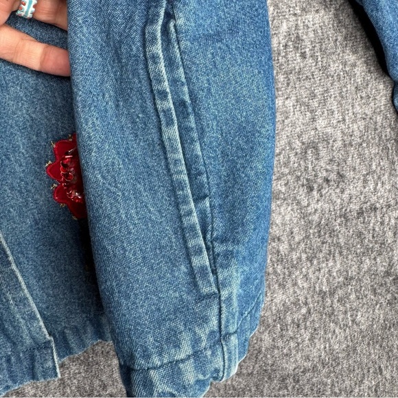 Tantrums Blue Jean Jacket with Red Floral Embroidery - Picture 11 of 13